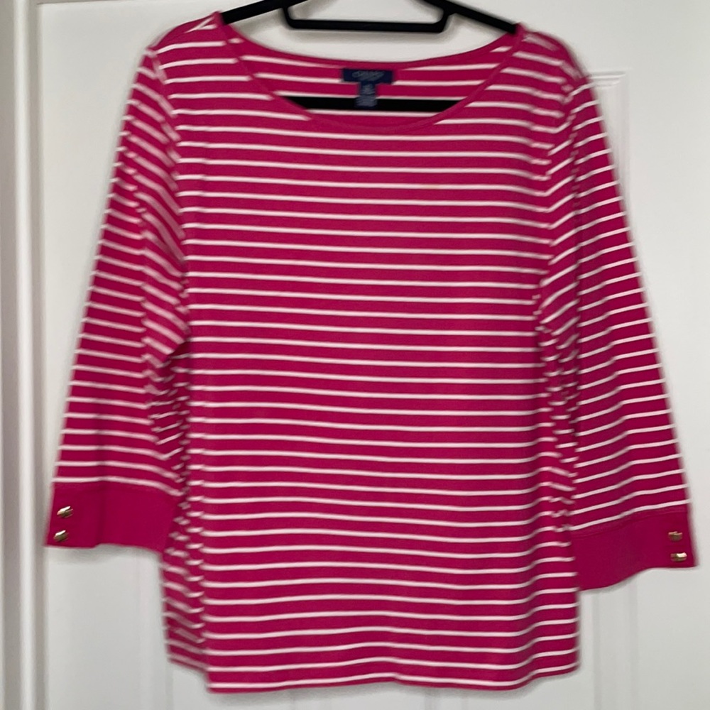 CHAPS Women's Top - Size XL - Striped Pink / White